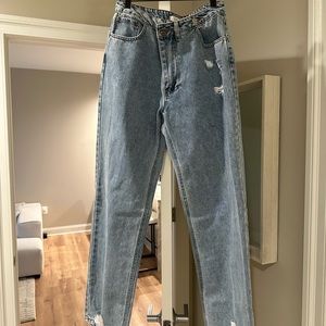 forever 21 cross over distressed jeans